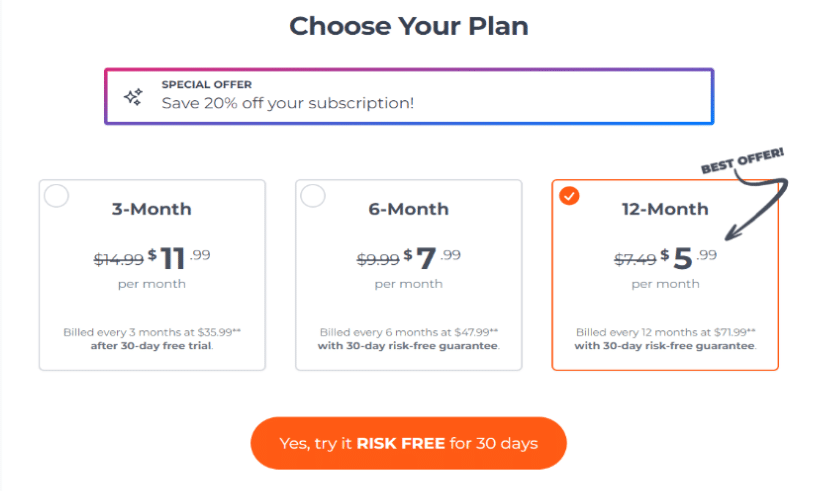 Select Your Preferred Plan Out Of Three Plans