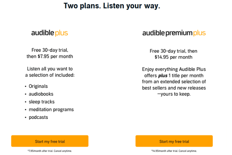 Audible Pricing & Plans