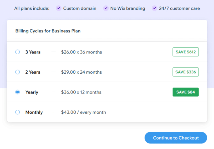 Choose Your Billing Cycle for Business Plan