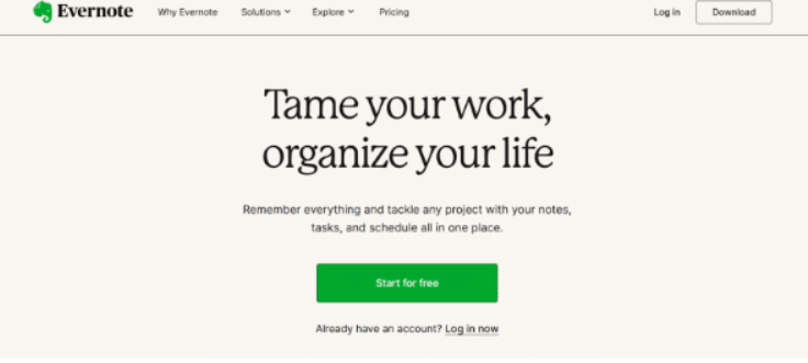 Evernote Homepage