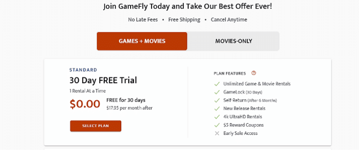 GameFly Subscription Plans