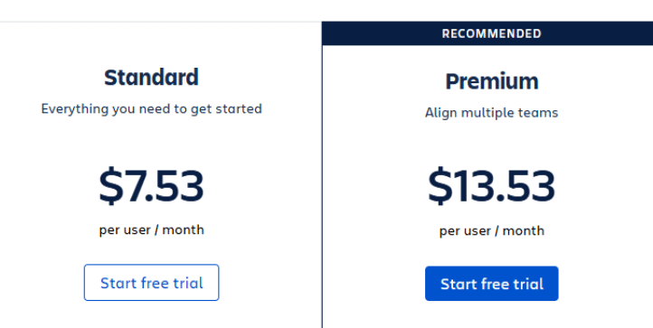 Jira Pricing Page