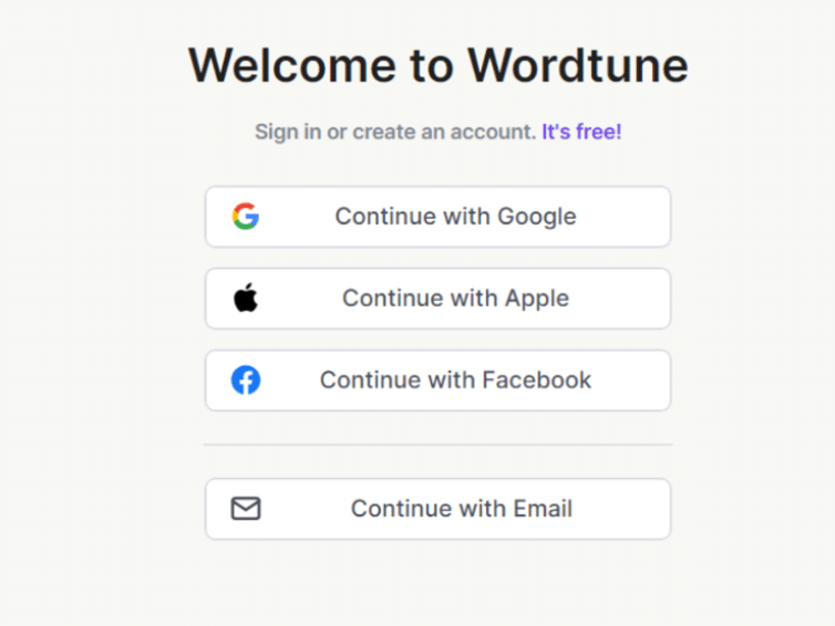 Wordtune Account Creation