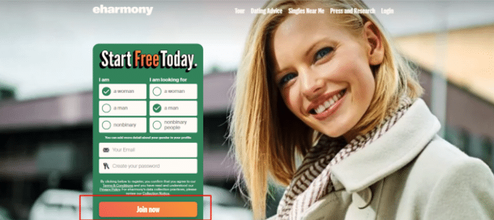 eHarmony Homepage