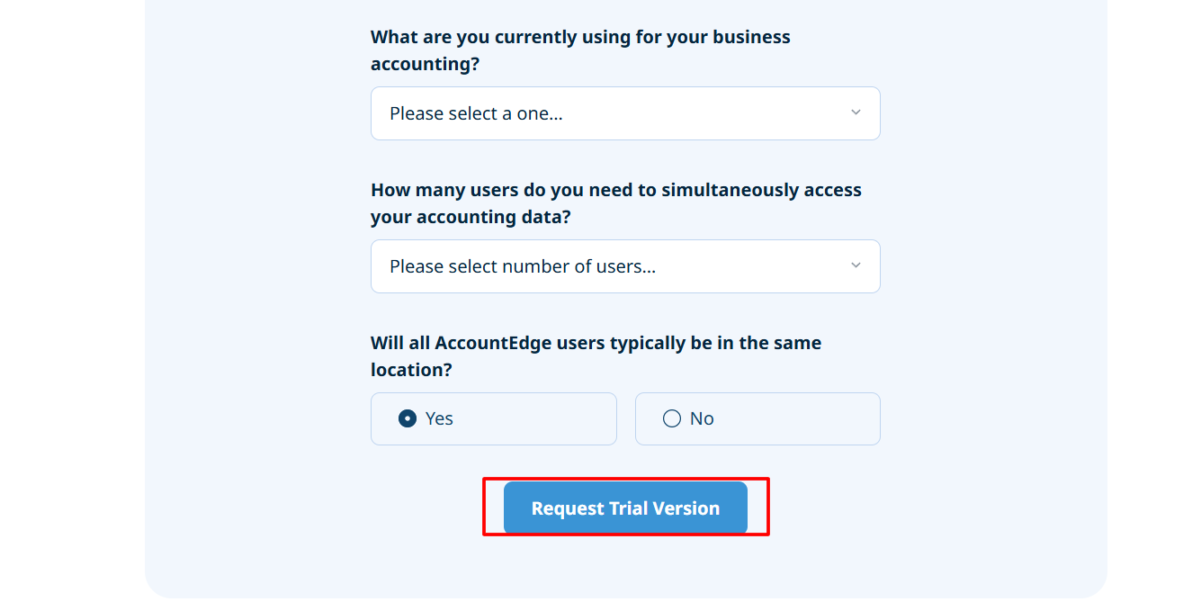 Answer A Few Questions & Click Request Trial Version