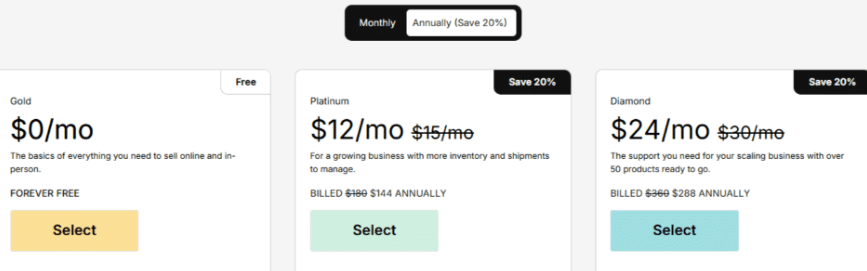 Big Cartel Annual Pricing Plan