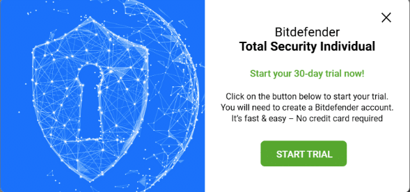 Bitdefender click ‘Start Trial