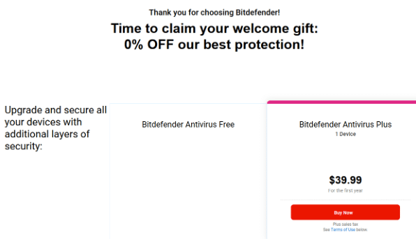 Bitdefender welcome gift