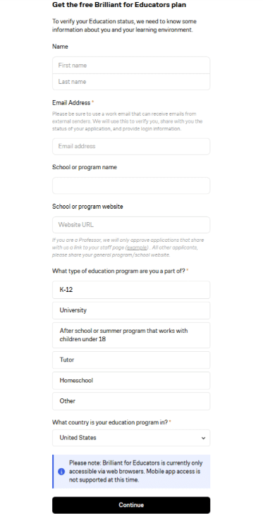 Brilliant Educators Plan Form