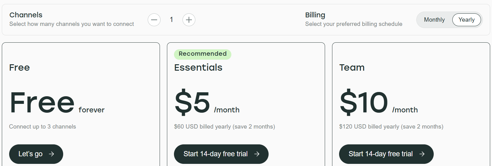 Buffer pricing plans