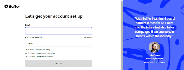 Buffer Sign up page