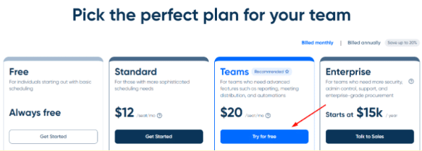 Calendly pricing plan