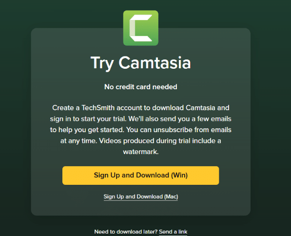 Camtasia download page