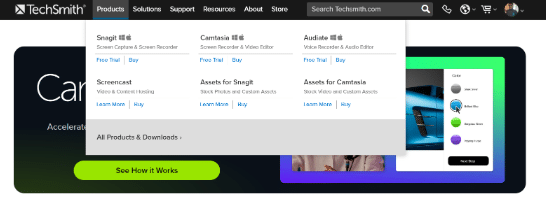 Camtasia product page