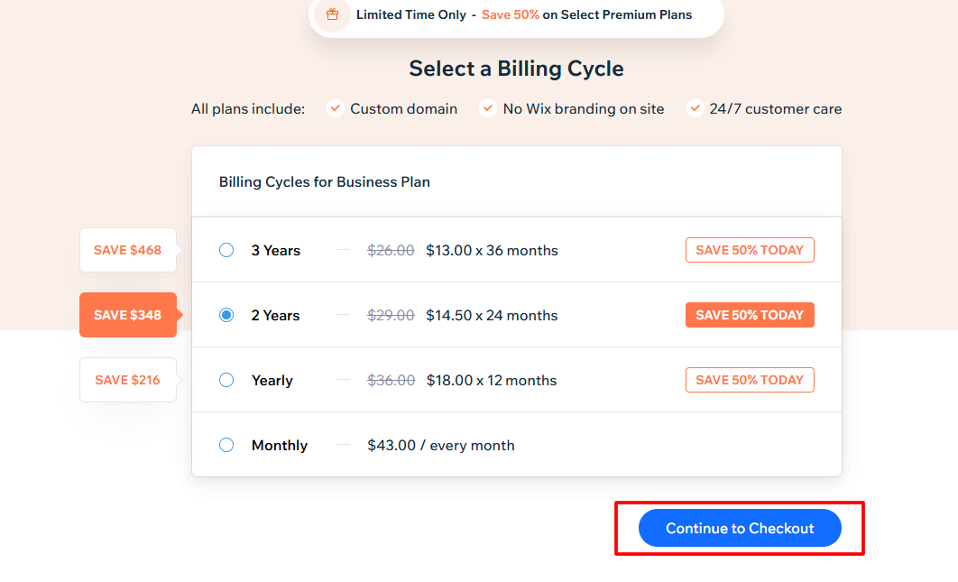 Choose Your Billing Cycle for Business Plan