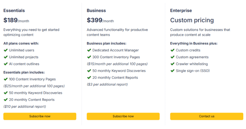 Clearscope Pricing Plans