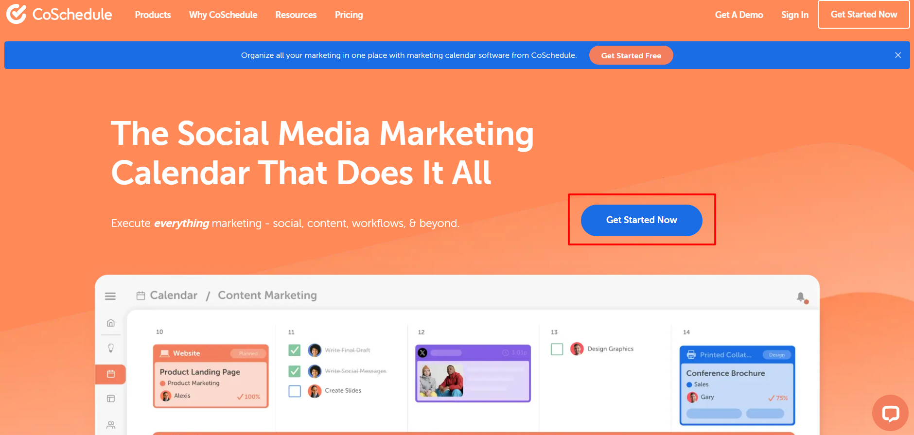 Coschedule homepage