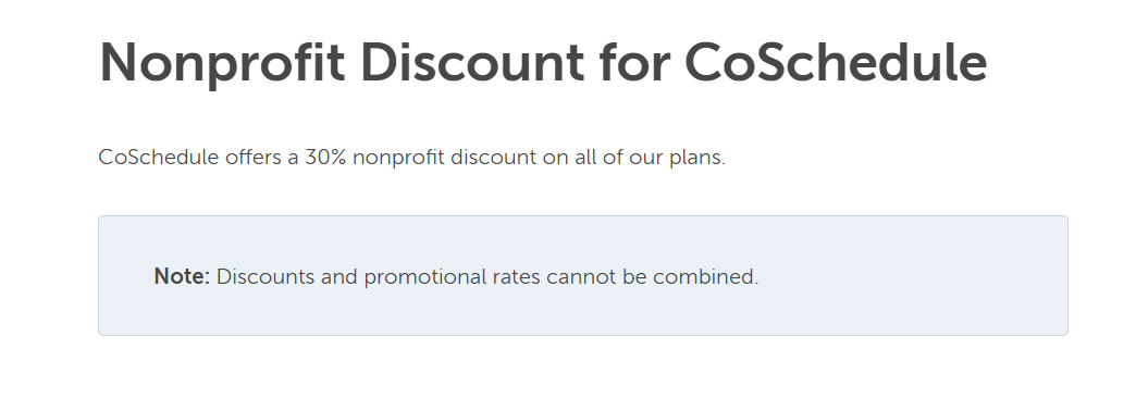 Coschedule non-profit discount page