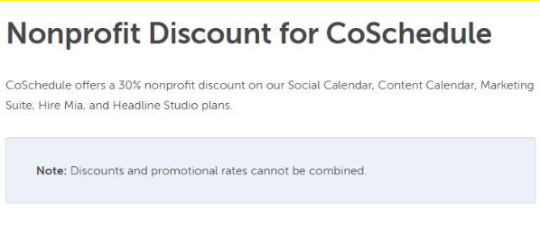 Coschedule non-profit discount page