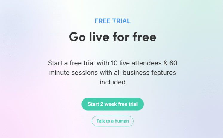 Crowdcast free trial page