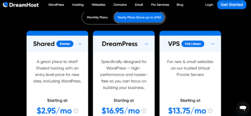 DreamHost Pricing Page