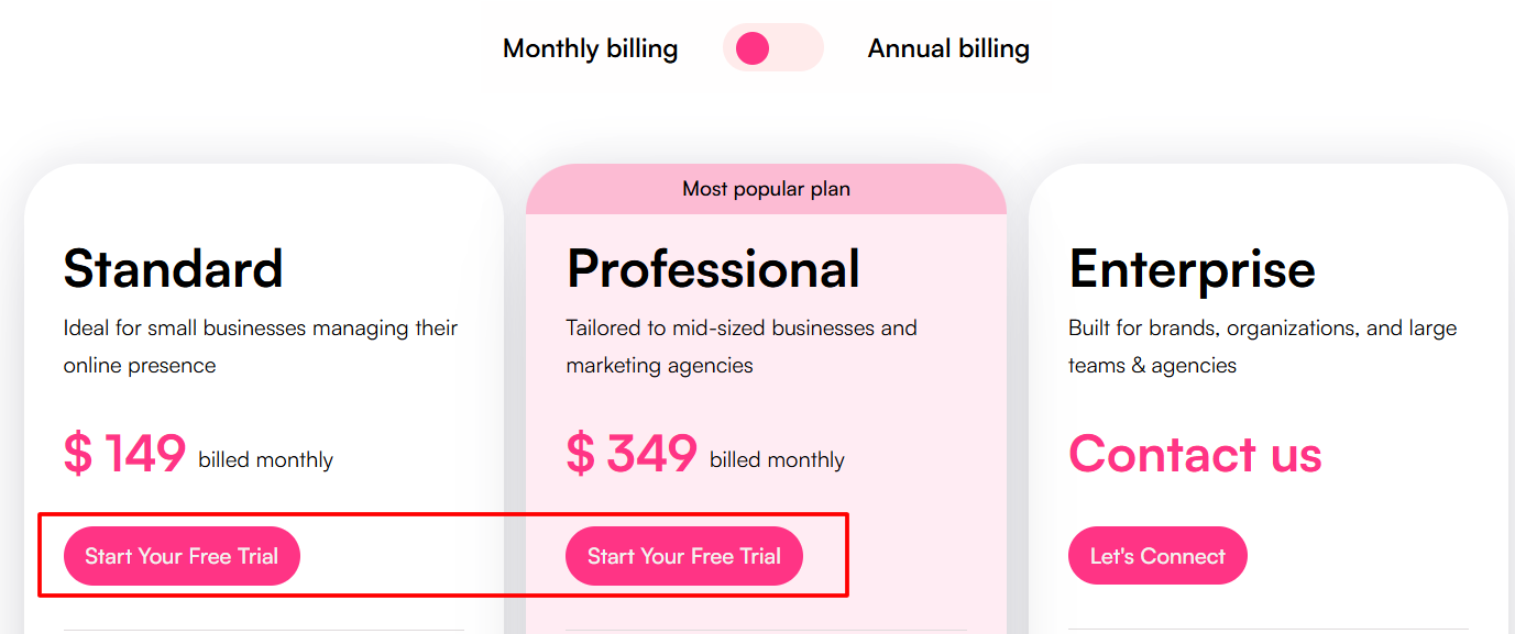Eclincher Pricing Page