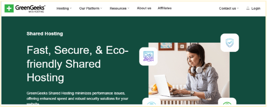 GreenGeeks shared hosting page