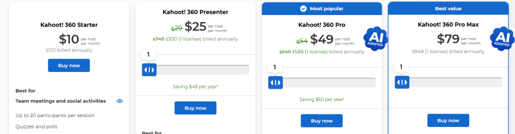 Kahoot! Professional Plans