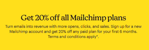 Mailchimp 20% Discount Page