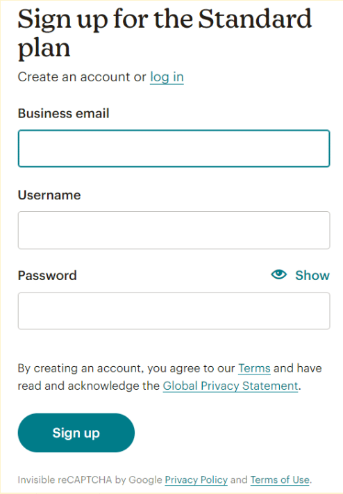 Mailchimp Sign Up Page