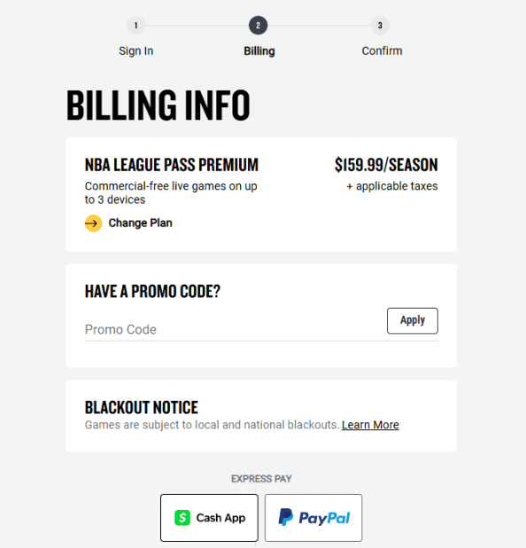 NBA League Billing info