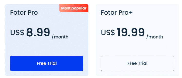 Premium Pro or Pro+ plans Fotor