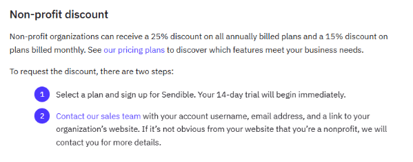 Sendible non-profit discount page