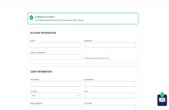 SiteGround Account Information