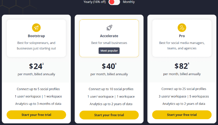 Socialbee Pricing Page