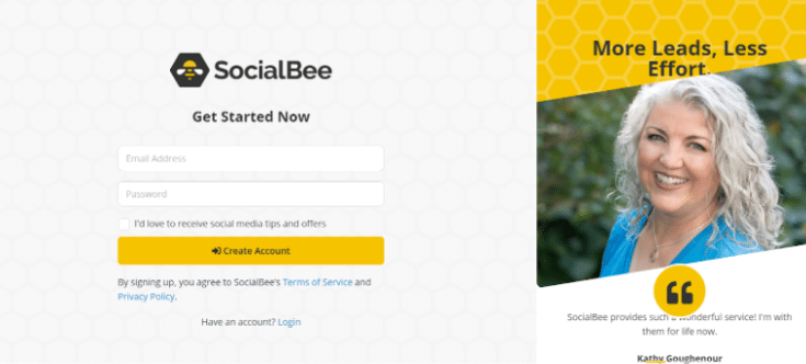 Socialbee Sign up Page