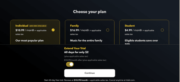 Tidal pricing plans