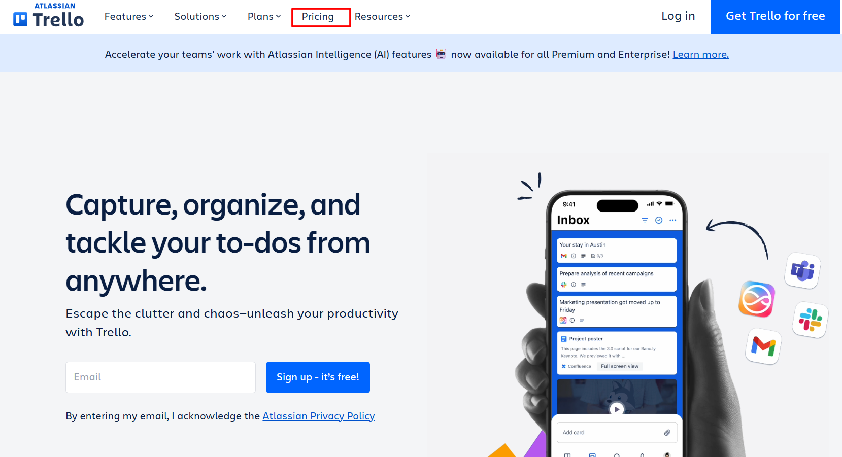 Trello homepage