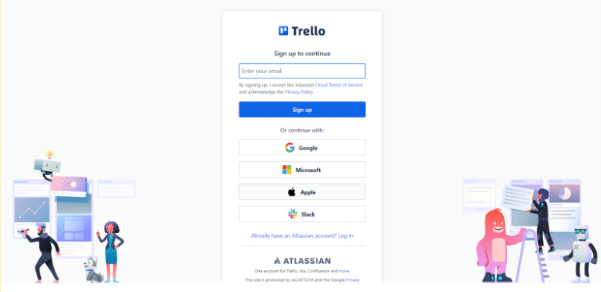 Trello sign up page