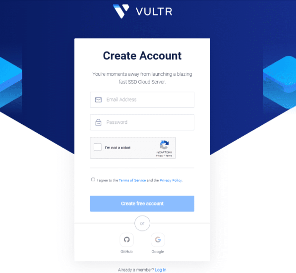 Vultr account setup