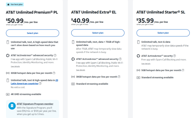 AT&T Pricing Plans