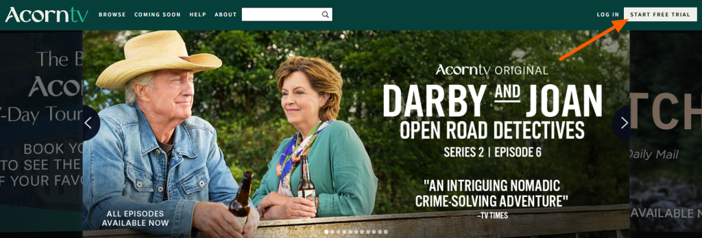 Acorn TV homepage