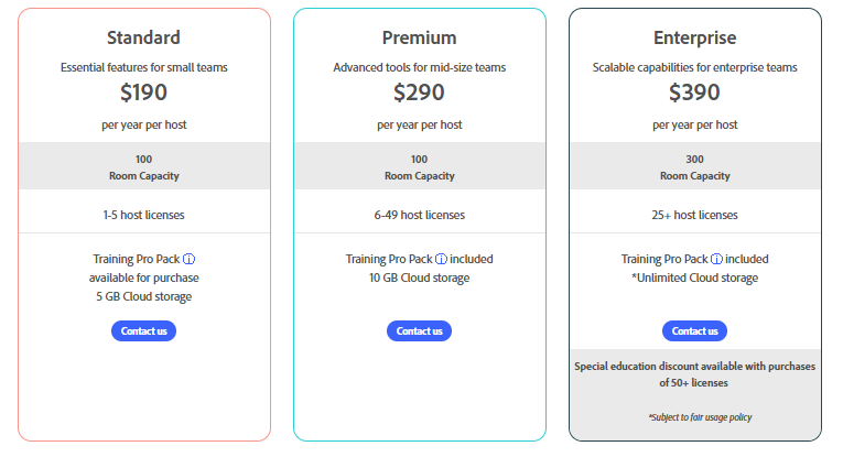 Adobe Connect Pricing Plans