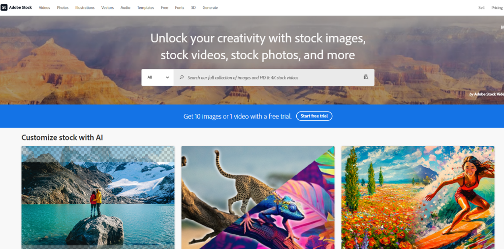 Adobe Stock Homepage