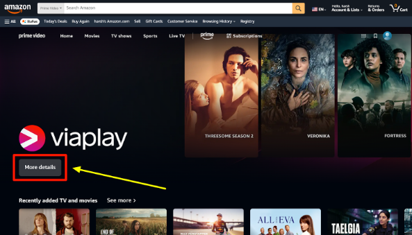 Amazon Prime Video website.