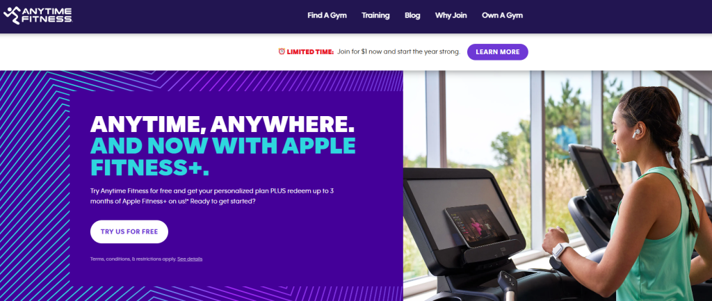 Anytime Fitness homepage