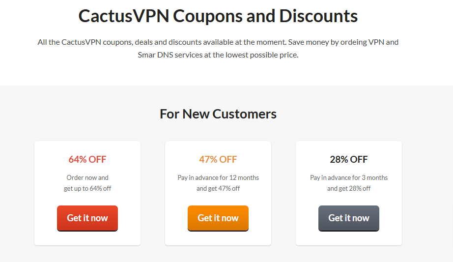 CactusVPN discount page