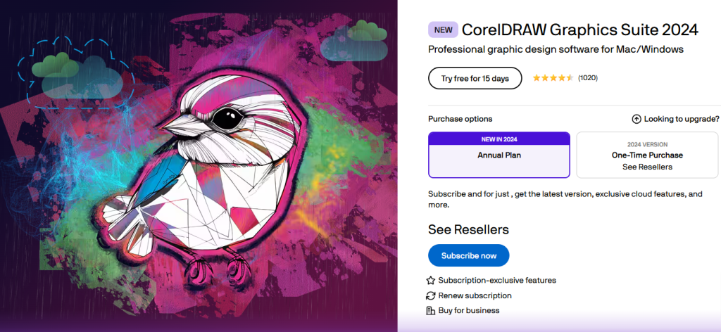 CorelDRAW free trial page