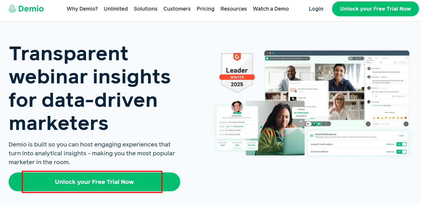 Demio homepage