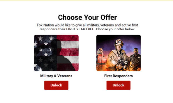 Fox Nation free trial pop-up